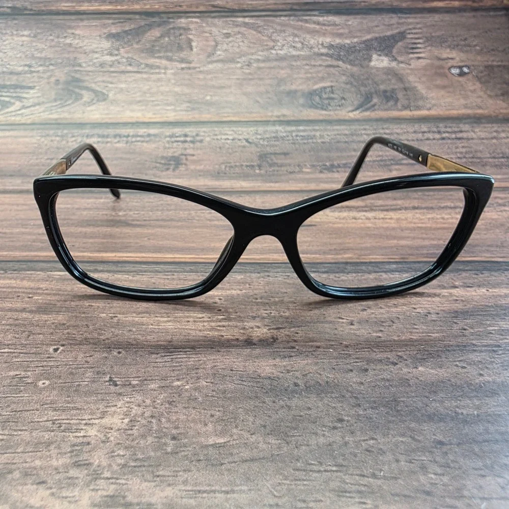 Versace MOD 3188 Black Gold Cat Eye Eyeglasses Frames Italy 53-16-140